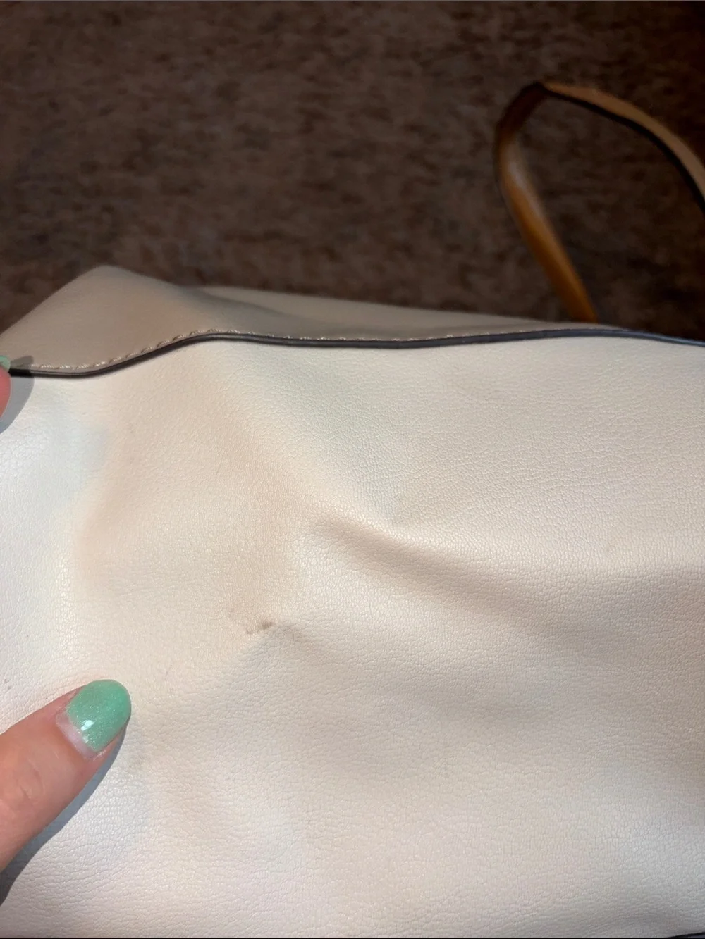 Nine West Two-Tone Beige, White & Tan Leather Tote